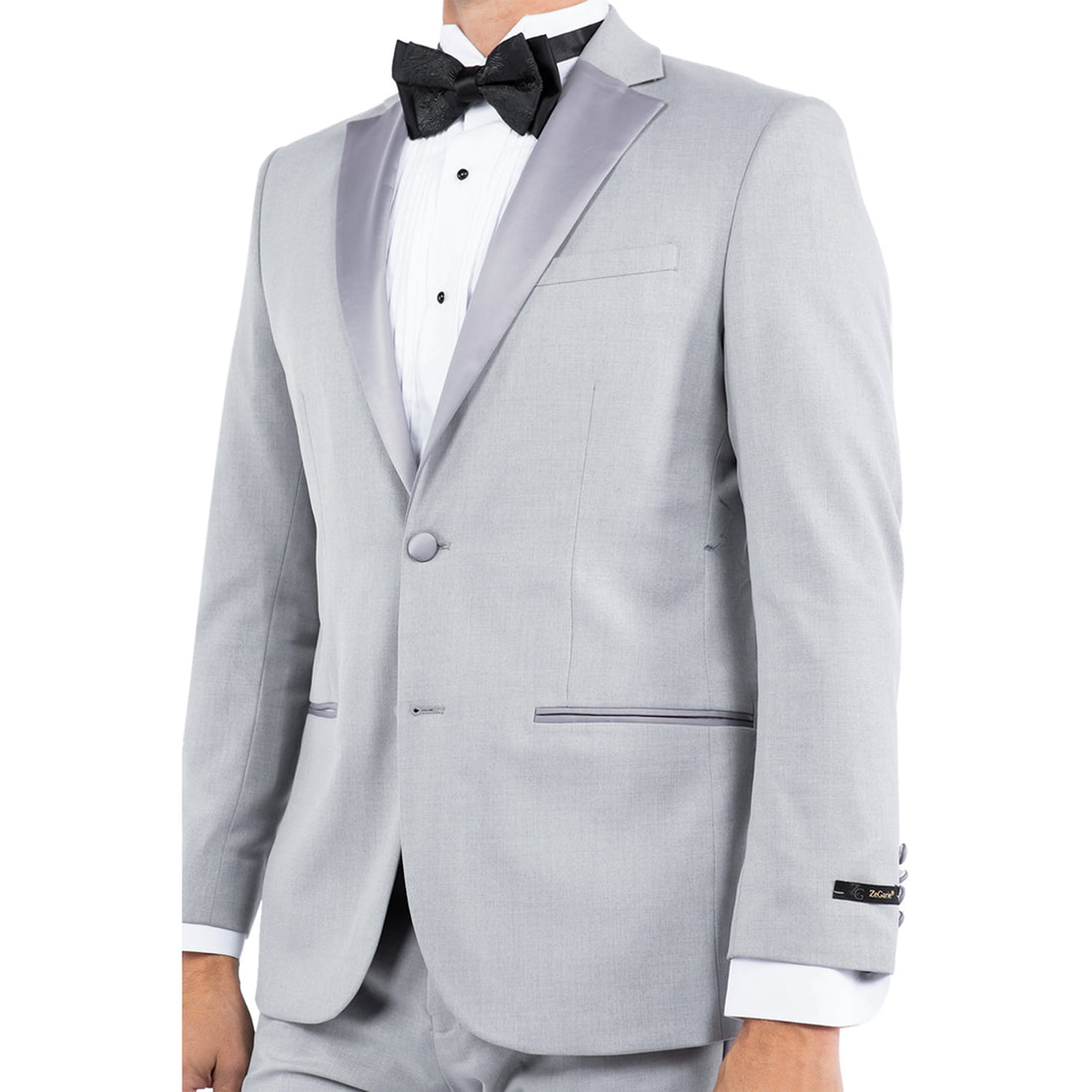 Men's Light Grey Tailored-Fit Tuxedo Jacket – Satin Shawl Collar Formal Blazer