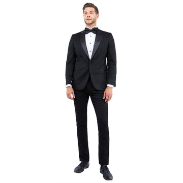 Men's Black Tailored-Fit Tuxedo Jacket – Black Satin Shawl Collar Formal Blazer