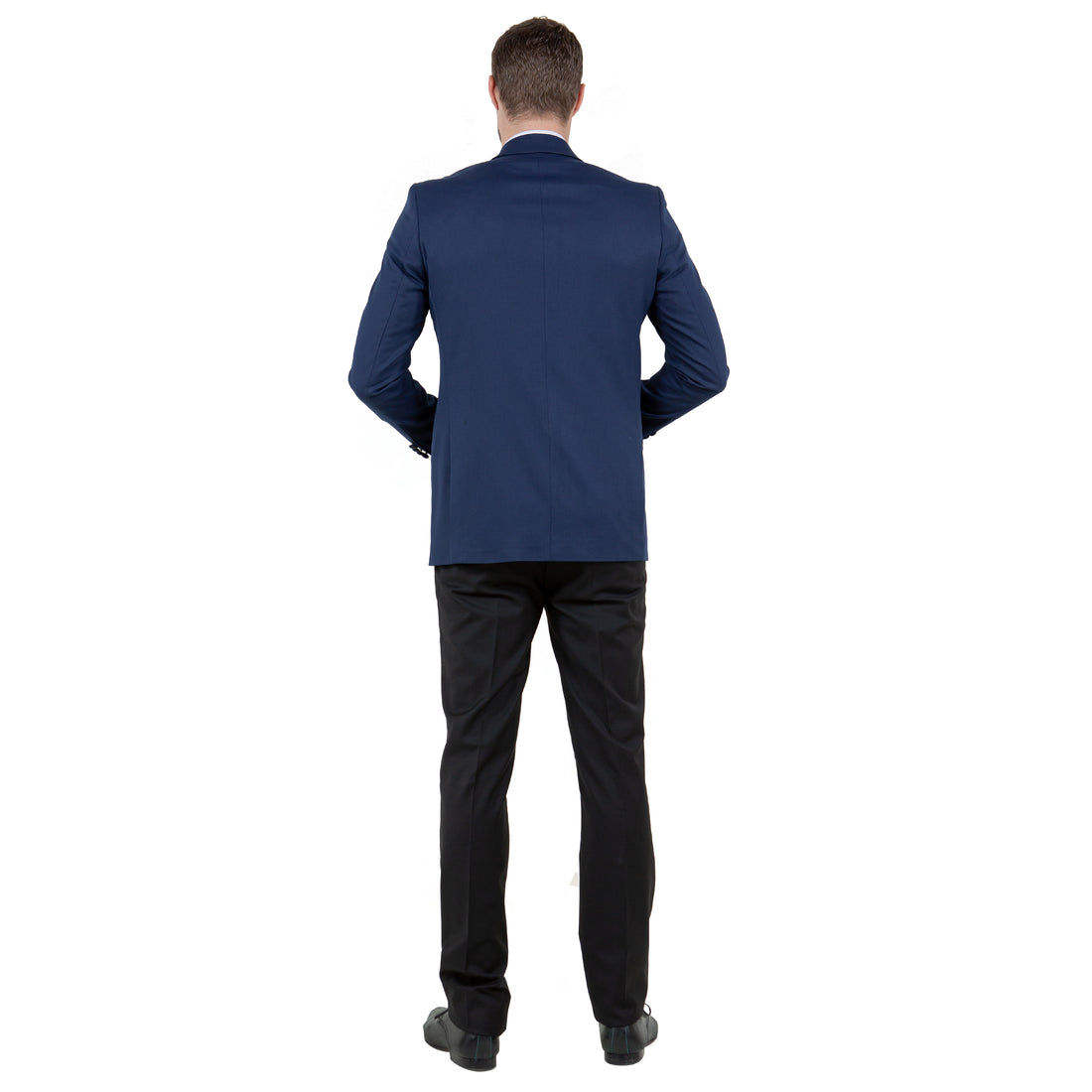 Men's Navy Tailored-Fit Tuxedo Jacket – Satin Shawl Collar Formal Blazer