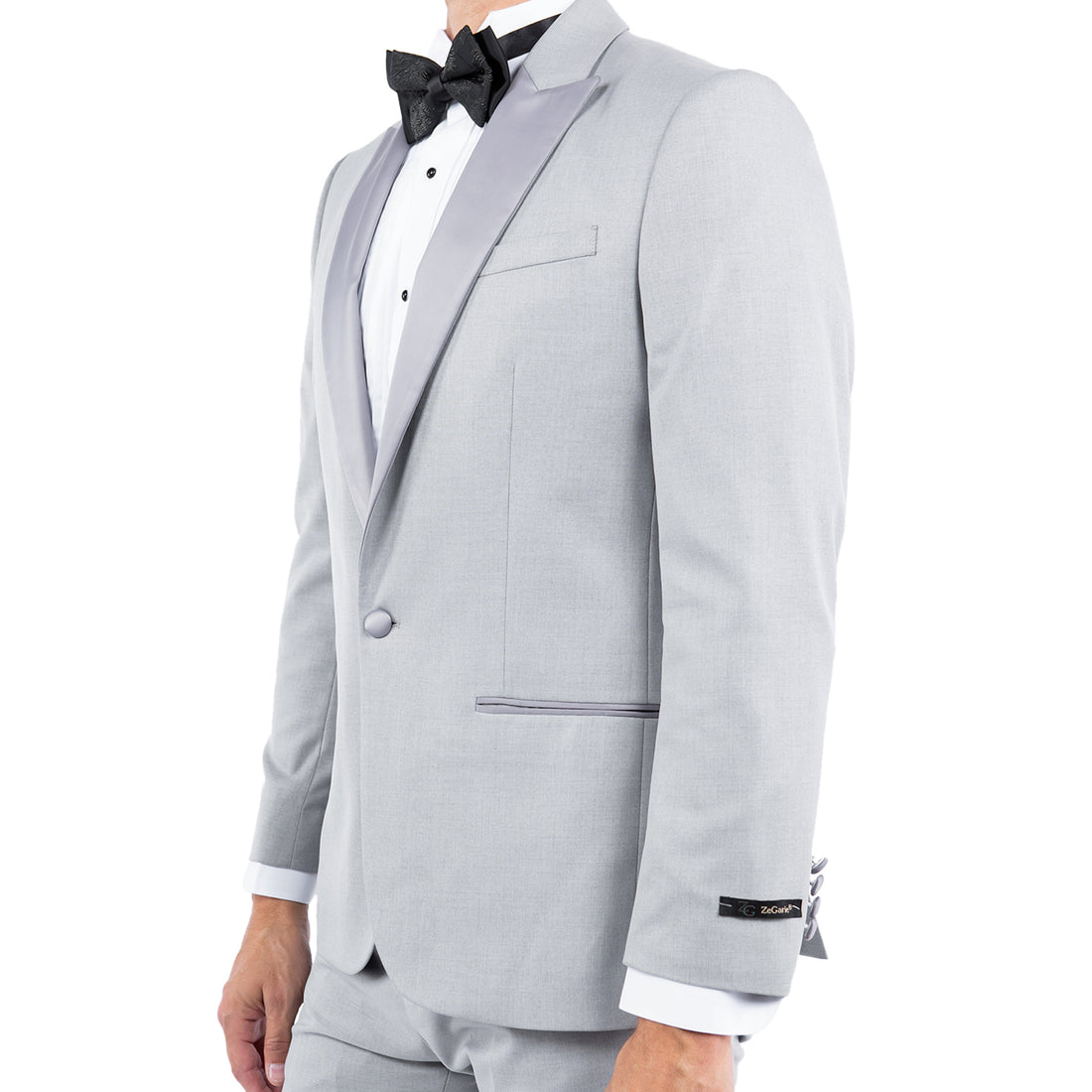 Men's Light Grey Tailored-Fit Tuxedo Jacket – Satin Shawl Collar Formal Blazer