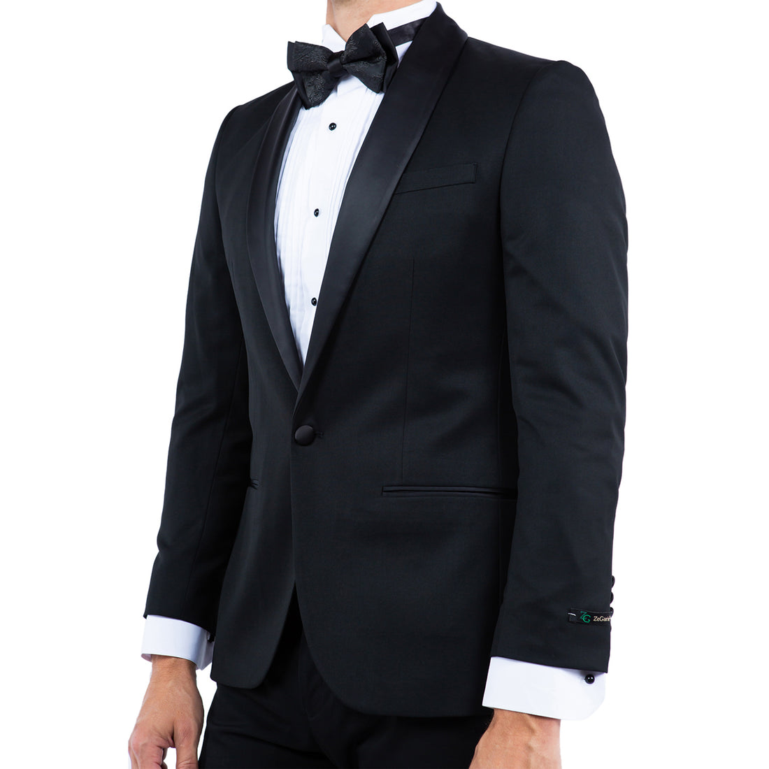 Men's Black Tailored-Fit Tuxedo Jacket – Black Satin Shawl Collar Formal Blazer