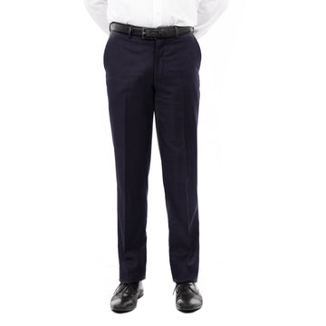 Tazzio Men's Navy Skinny Fit Dress Pants – Hemmed Flat Front Formal Trousers