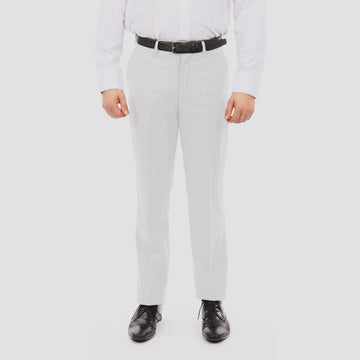 Tazzio Men's White Skinny Fit Dress Pants – Hemmed Flat Front Formal Trousers