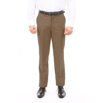 Tazzio Men's Brown Skinny Fit Dress Pants – Hemmed Flat Front Formal Trousers