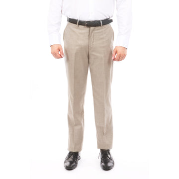 Tazzio Men's Dark Tan Skinny Fit Dress Pants – Hemmed Flat Front Formal Trousers