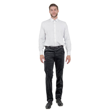 Tazzio Men's Slim-Fit Black Velvet Dress Pants – Formal Velvet Trousers