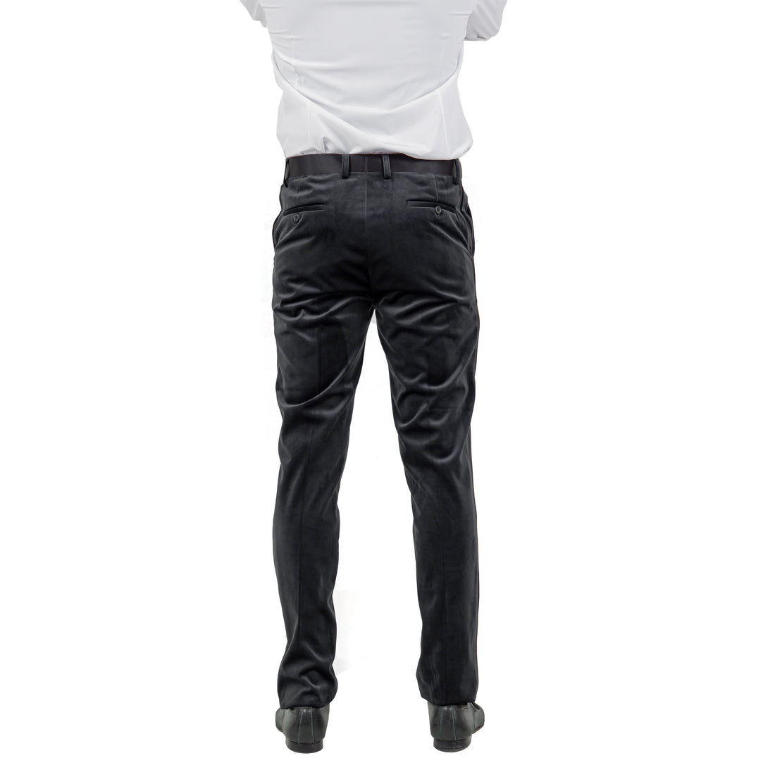 Tazzio Men's Slim-Fit Black Velvet Dress Pants – Formal Velvet Trousers