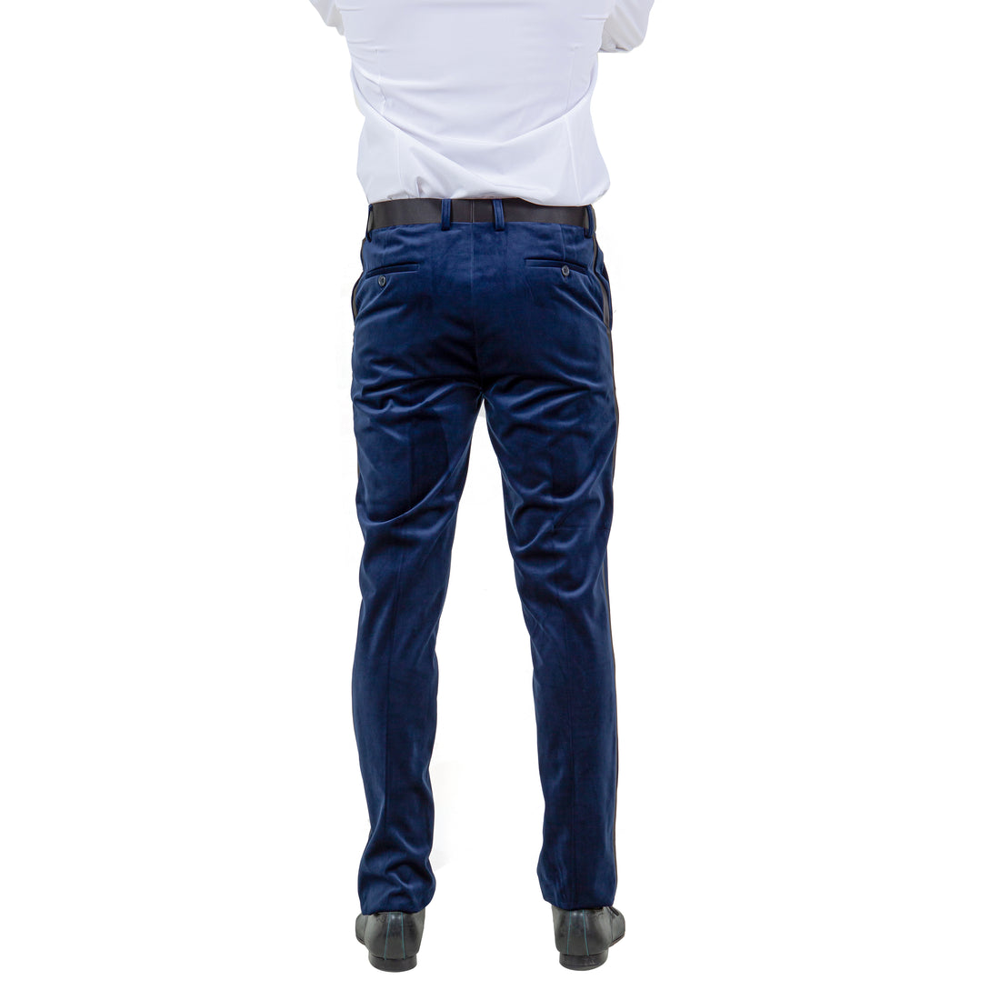 Tazzio Men's Slim-Fit Navy Velvet Dress Pants – Formal Velvet Trousers