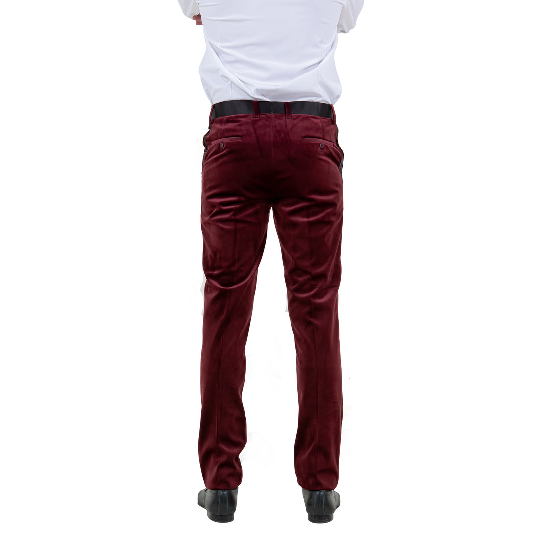 Tazzio Men's Slim-Fit Burgundy Velvet Dress Pants – Formal Velvet Trousers