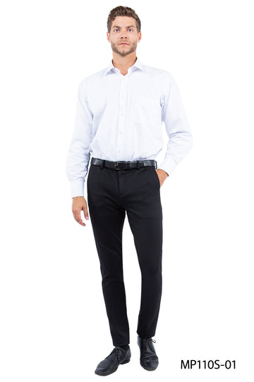 Zegarie Z-Flex Men's Black Slim Fit Dress Pants – 4-Way Stretch Wrinkle-Resistant Trousers