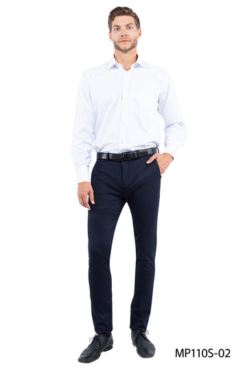 Zegarie Z-Flex Men's Navy Slim Fit Dress Pants – 4-Way Stretch Wrinkle-Resistant Trousers