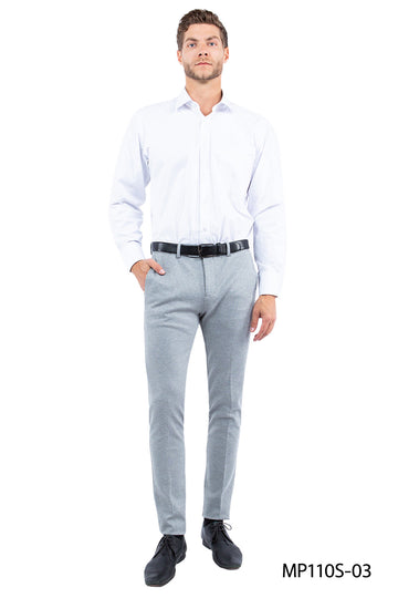 Zegarie Z-Flex Men's Grey Slim Fit Dress Pants – 4-Way Stretch Wrinkle-Resistant Trousers