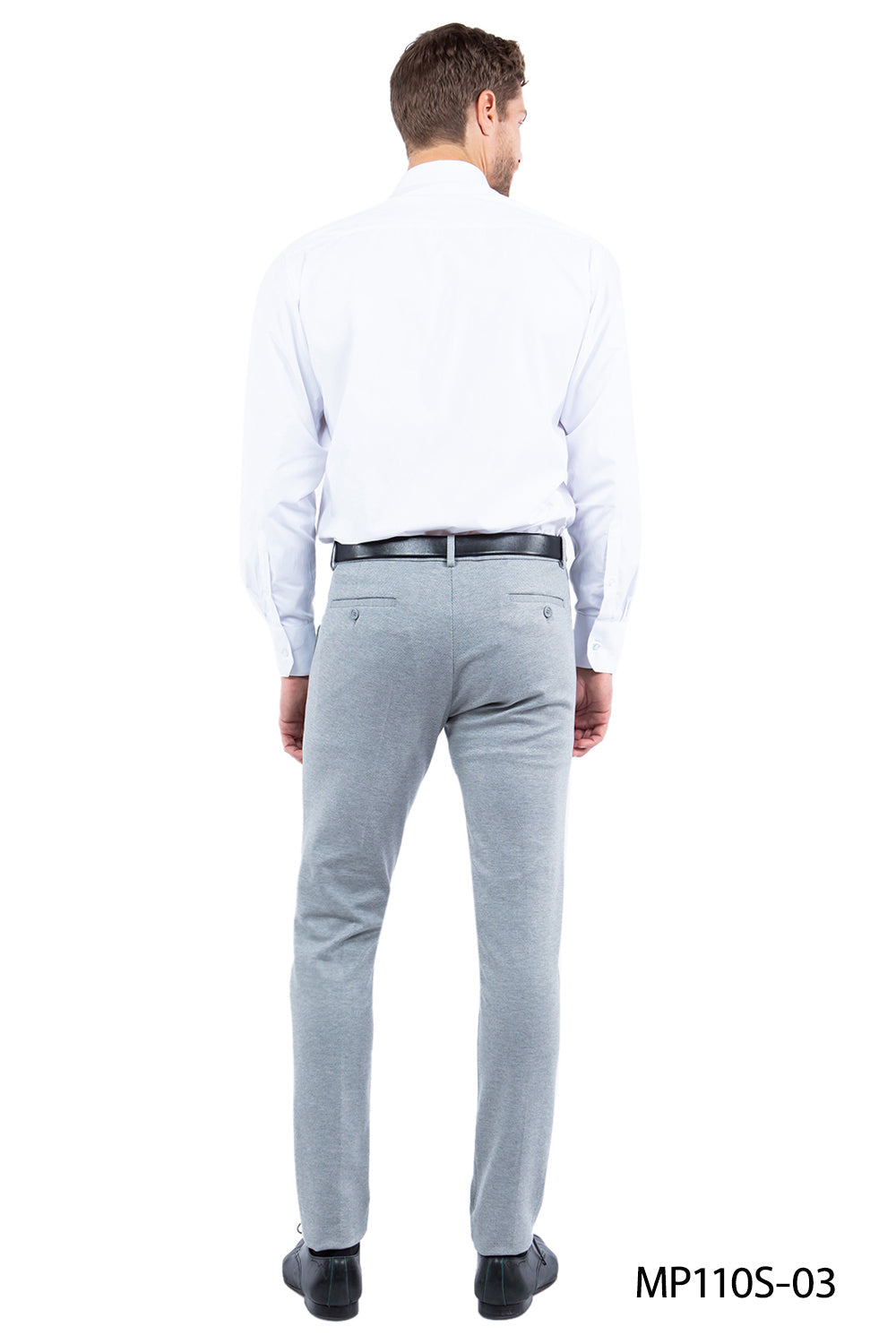 Zegarie Z-Flex Men's Grey Slim Fit Dress Pants – 4-Way Stretch Wrinkle-Resistant Trousers