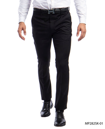 Sean Alexander Men's Black Skinny Fit Dress Pants – Tailored Flat Front Formal Trousers