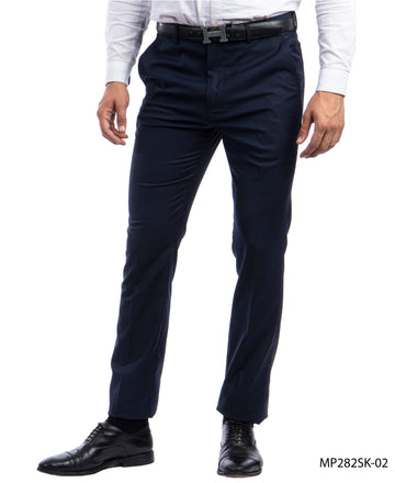 Sean Alexander Men's Navy Skinny Fit Dress Pants – Tailored Flat Front Formal Trousers