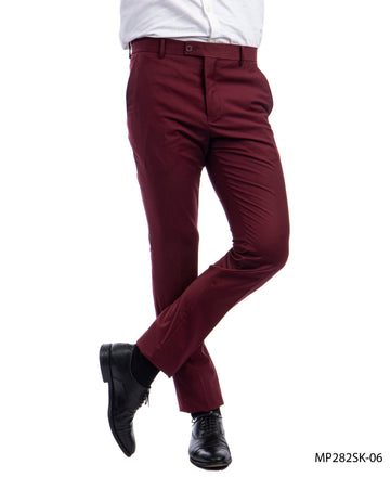 Sean Alexander Men's Burgundy Skinny Fit Dress Pants – Modern Formal Trousers
