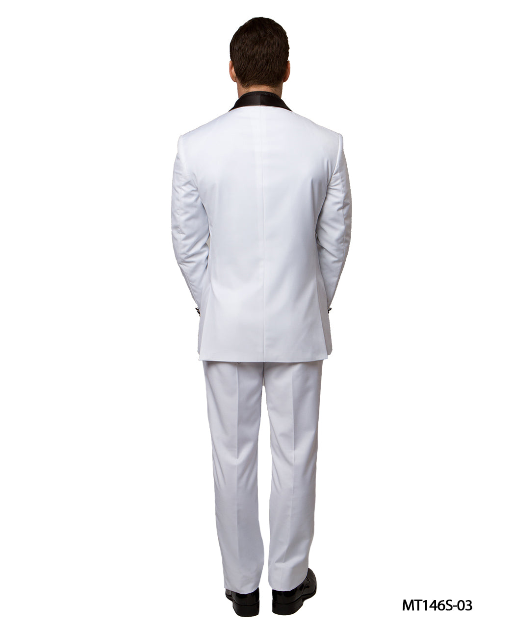 Men's White & Black Satin Shawl Lapel 2-Piece Tuxedo – Modern Formal Suit