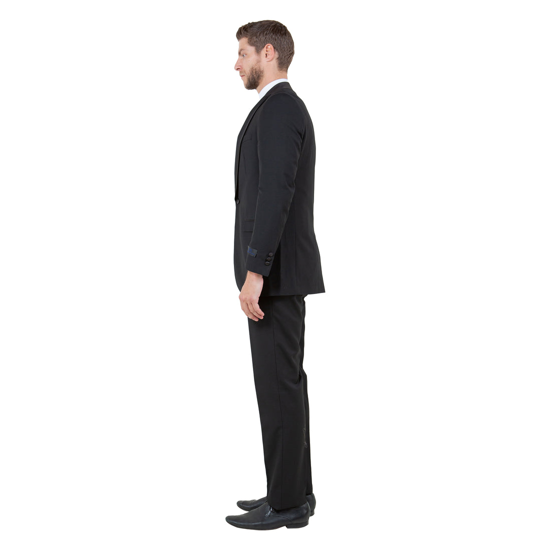 Bryan Michaels Men's Black 3-Piece Tuxedo – Satin Shawl Collar Slim Fit Formal Suit