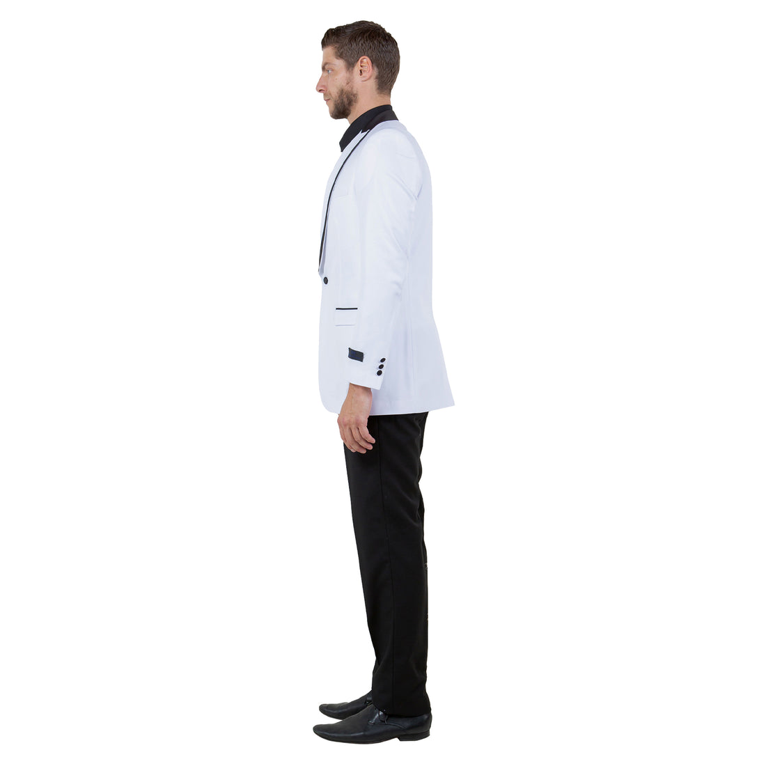 Bryan Michaels Men's 3-Piece White Tuxedo – Satin Shawl Collar Slim Fit Formal Suit
