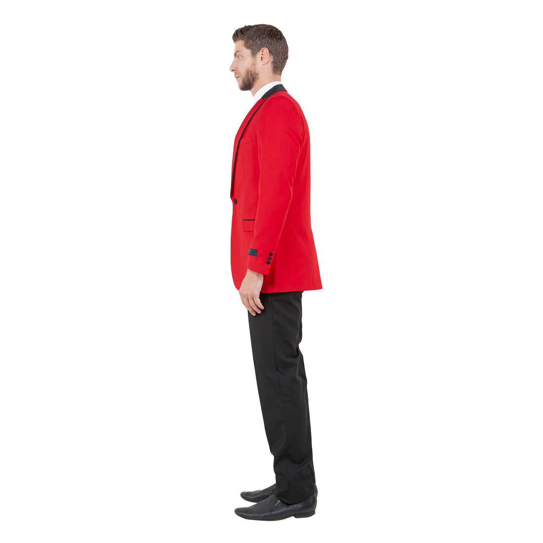 Men's Red & Black Satin Shawl Lapel 2-Piece Tuxedo – Modern Formal Suit