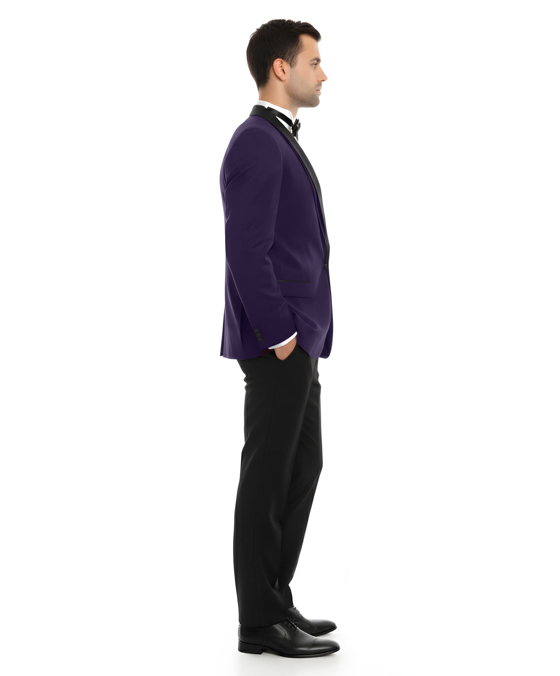 Men's Purple & Black Satin Shawl Lapel 2-Piece Tuxedo – Modern Formal Suit