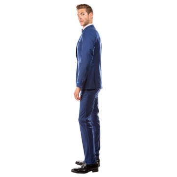 Sean Alexander Men's Indigo 2-Piece Satin Notch Lapel Tuxedo – Hybrid Fit Formal Suit