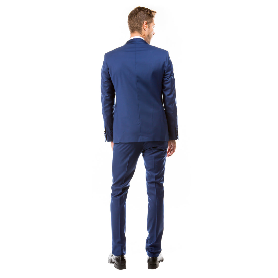 Sean Alexander Men's Indigo 2-Piece Satin Notch Lapel Tuxedo – Hybrid Fit Formal Suit