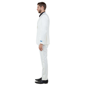 Sean Alexander Men's Ivory 2-Piece Satin Notch Lapel Tuxedo – Hybrid Fit Formal Suit