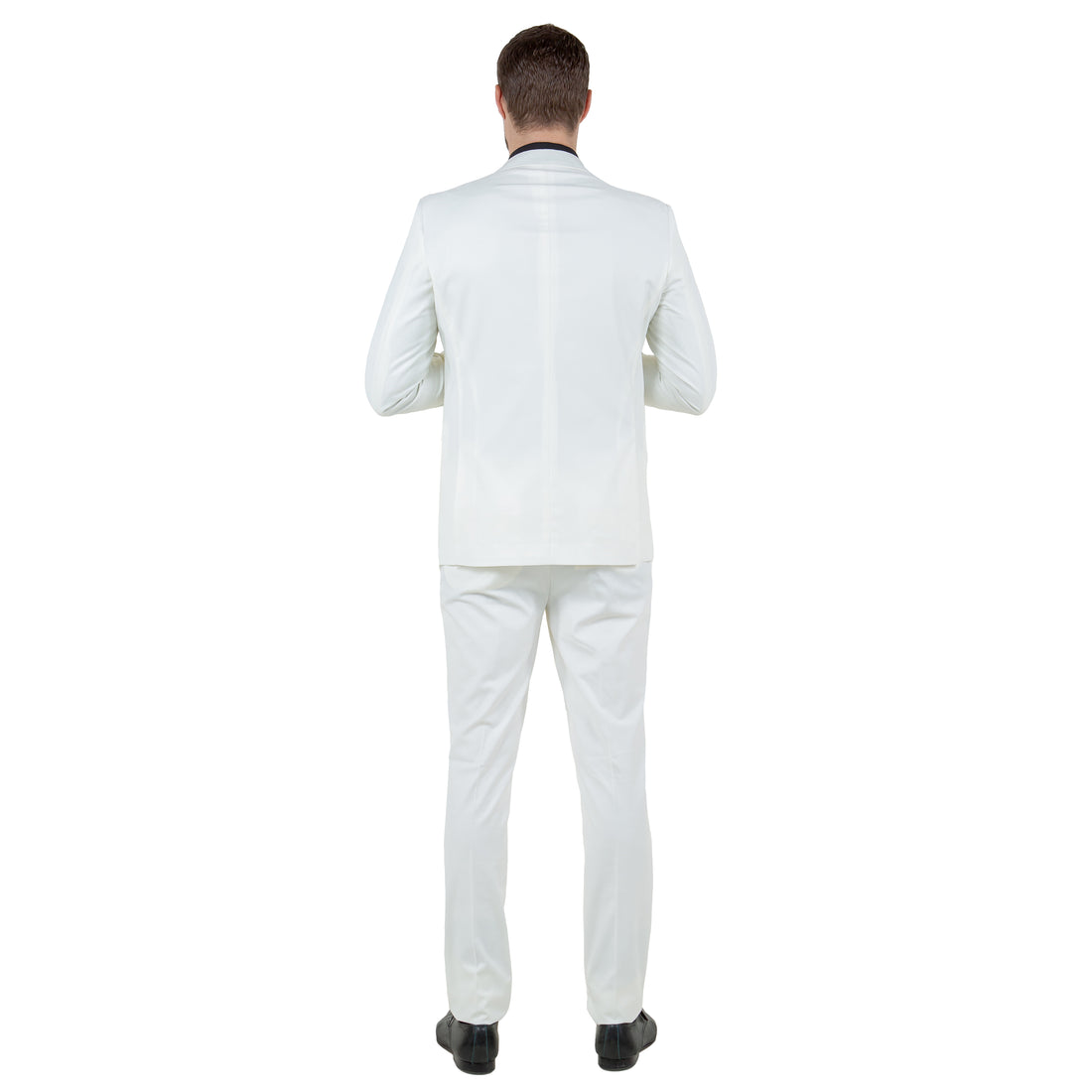 Sean Alexander Men's Ivory 2-Piece Satin Notch Lapel Tuxedo – Hybrid Fit Formal Suit