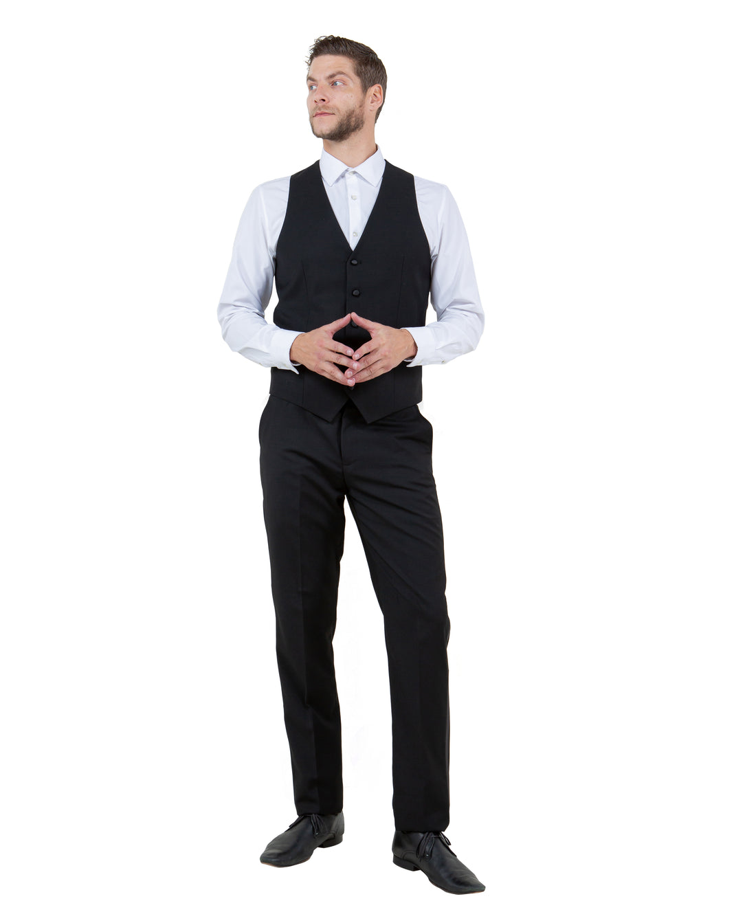Men's Black 3-Piece Black Satin Peak Lapel Tuxedo – Modern Formal Wedding Suit