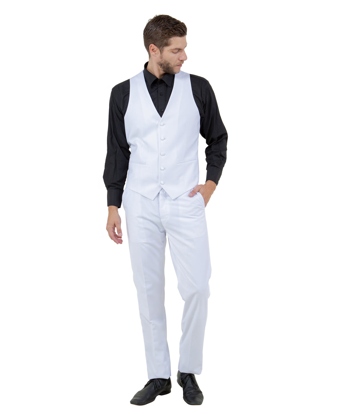 Men's White 3-Piece White Satin Peak Lapel Tuxedo – Modern Formal Suit