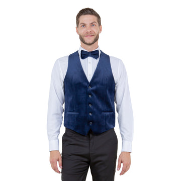 Tazzio Men's Slim-Fit Navy Velvet Vest & Bow Tie Set – Formal Suit Separates