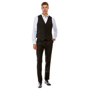 Zegarie Men's Tailored Fit Black Suit Vest – Formal V-Neck Dress Vest