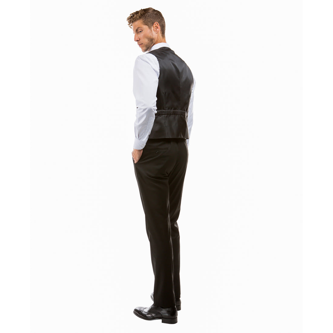 Zegarie Men's Tailored Fit Black Suit Vest – Formal V-Neck Dress Vest