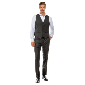 Zegarie Men's Tailored Fit Suit Separates Dark Grey Vest