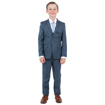 Perry Ellis Boys Sharkskin 5-Piece Mid Navy Suit Set