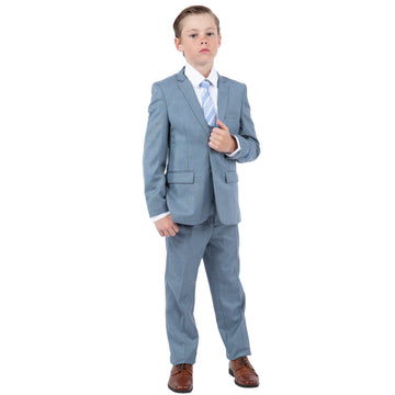 Perry Ellis Boys Sharkskin 5-Piece Smoke Blue Suit Set