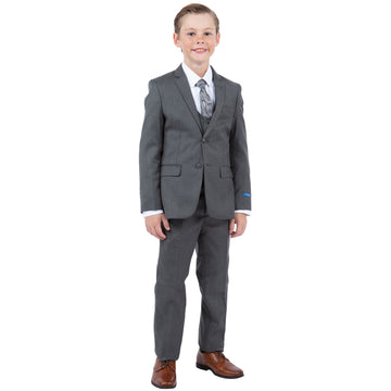 Perry Ellis Boys Sharkskin 5-Piece Aluminum Grey Suit Set