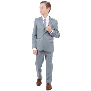 Perry Ellis Boys Sharkskin 5-Piece Slate Grey Suit Set