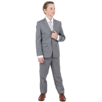 Perry Ellis Boys Sharkskin 5-Piece Grey Stone Suit Set