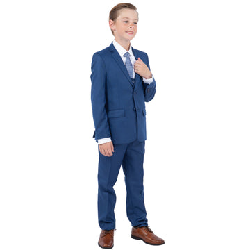 Perry Ellis Boys Sharkskin 5-Piece Blue Suit Set