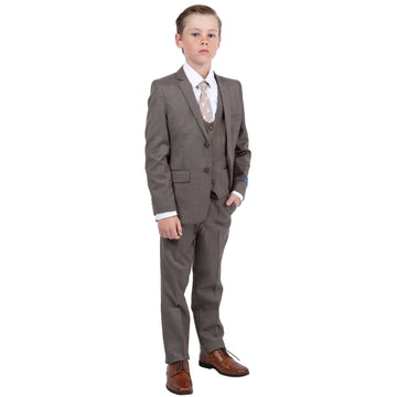 Perry Ellis Boys Sharkskin 5-Piece Cocoa Suit Set