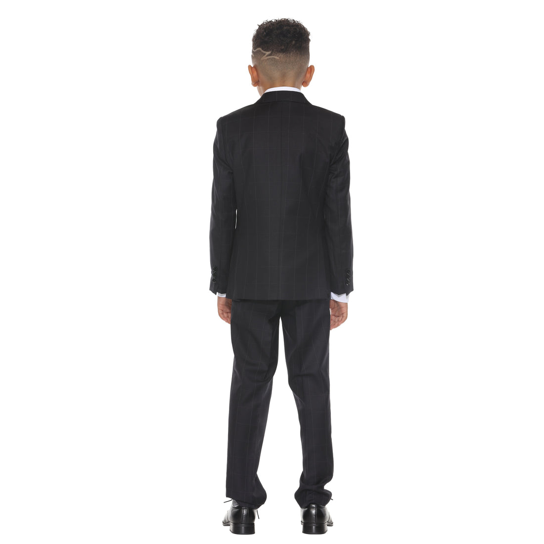 Perry Ellis Boys 5-Piece Black Windowpane Suit Set