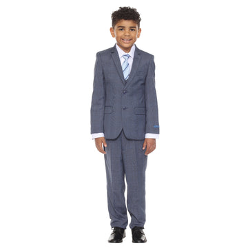 Perry Ellis Portfolio Boys 5-Piece Blue Glen Plaid Suit Set