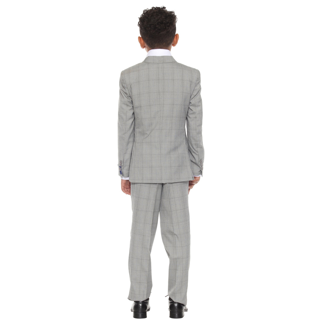 Perry Ellis Boys 5-Piece Grey Glen Plaid Suit Set