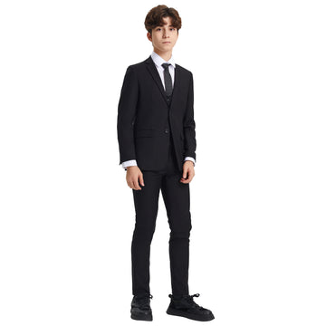 Stacy Adams Boys 5-Piece Black Suit Set
