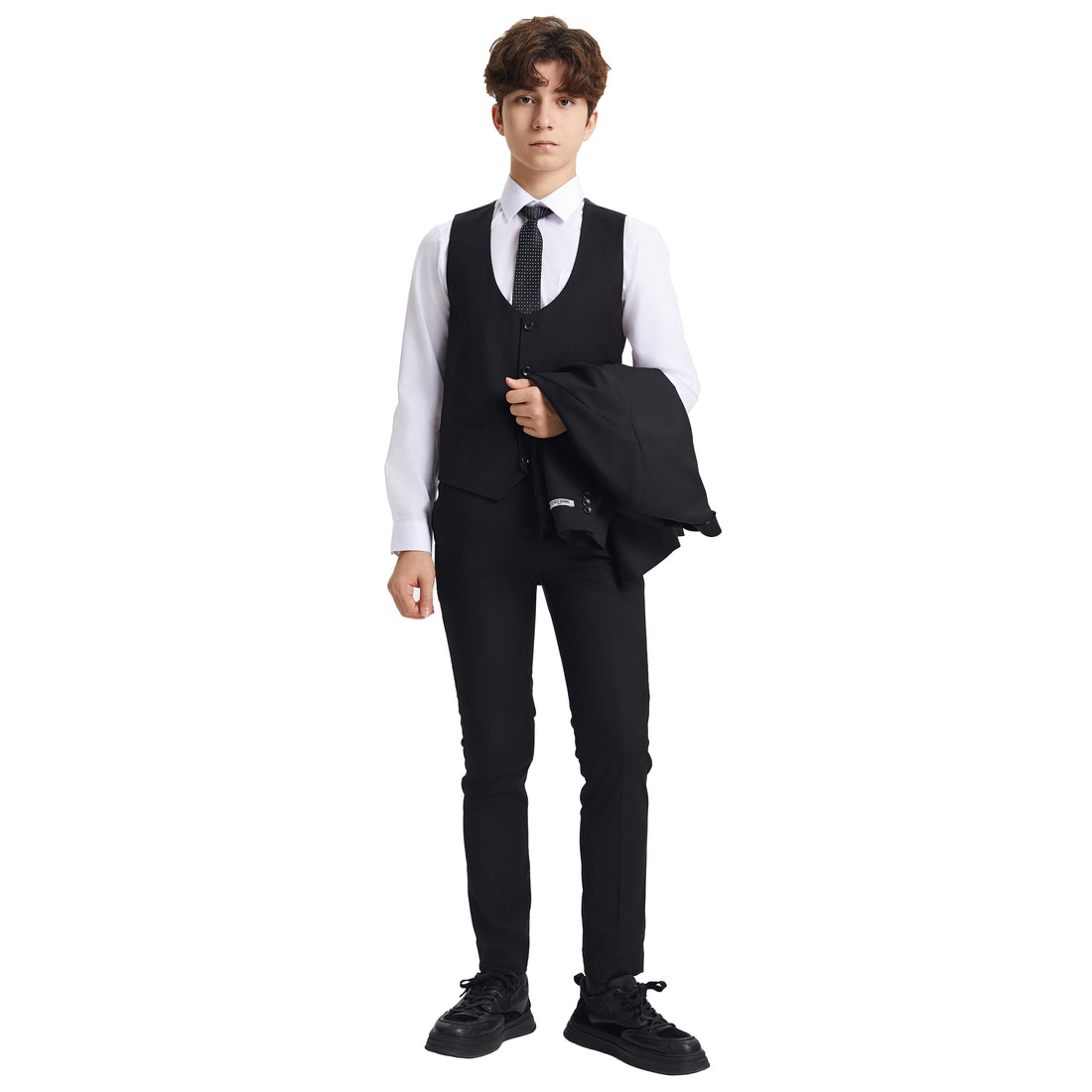 Stacy Adams Boys 5-Piece Black Suit Set