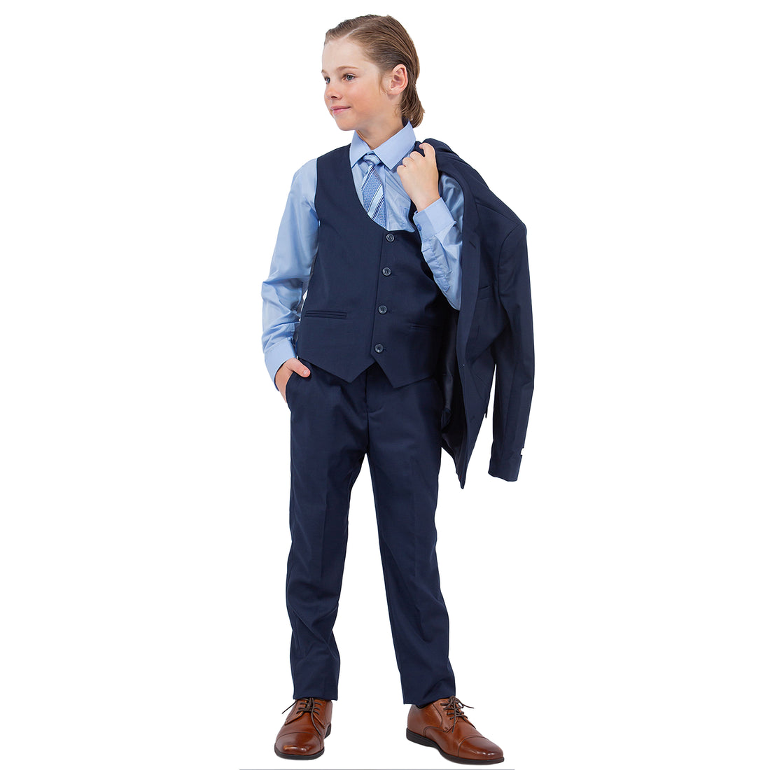 Stacy Adams Boy's 5pc Navy Solid Suit