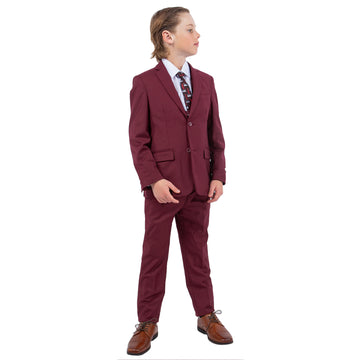 Stacy Adams Boys 5-Piece Burgundy Suit Set