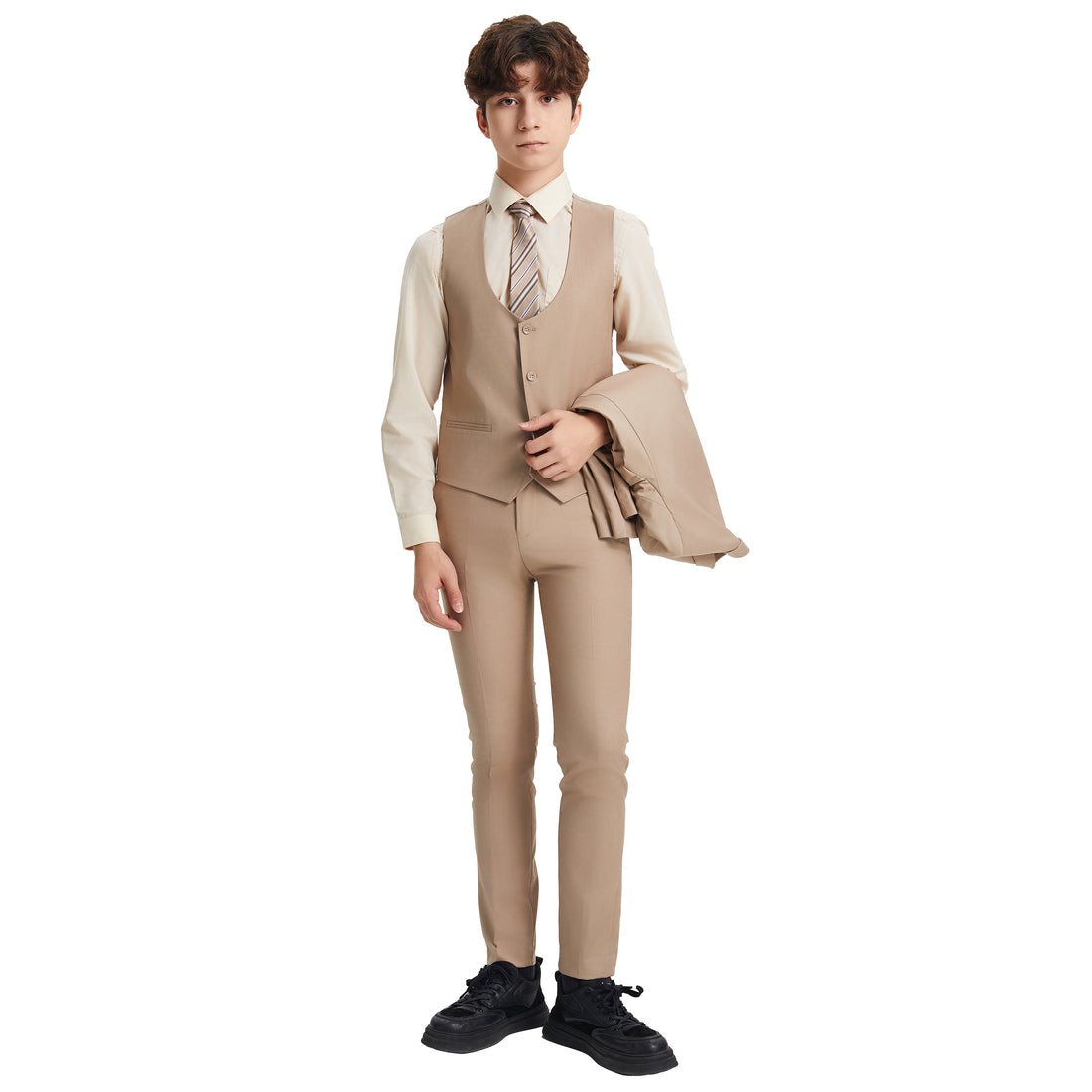 Stacy Adams Boys 5-Piece Tan Suit Set